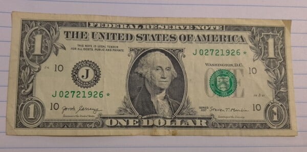 Billete de $1 con estrella