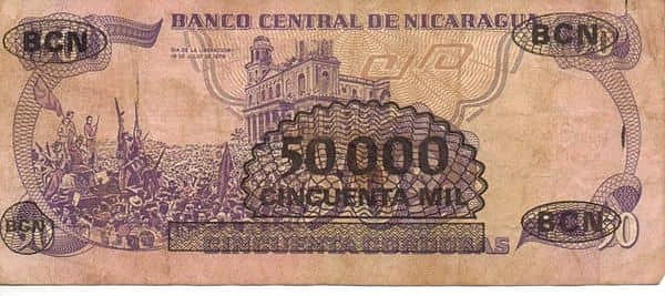 50000 córdobas (Nadruk na banknocie 50 cordobas P#140)