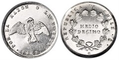 1/2 decimo 1860-1862 - Chile