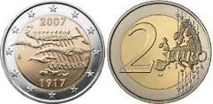 2 euro (90. rocznica odzyskania niepodległości) 2007 - Finlandia