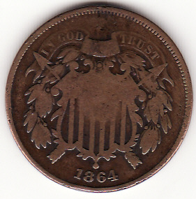 Zdjęcie 1 Niezidentyfikowana moneta: Moneda de 2 cents de EE.UU. 1864