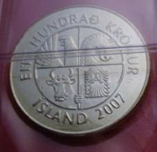 Zdjęcie 1 Niezidentyfikowana moneta: 100 coronas Islandia 2007